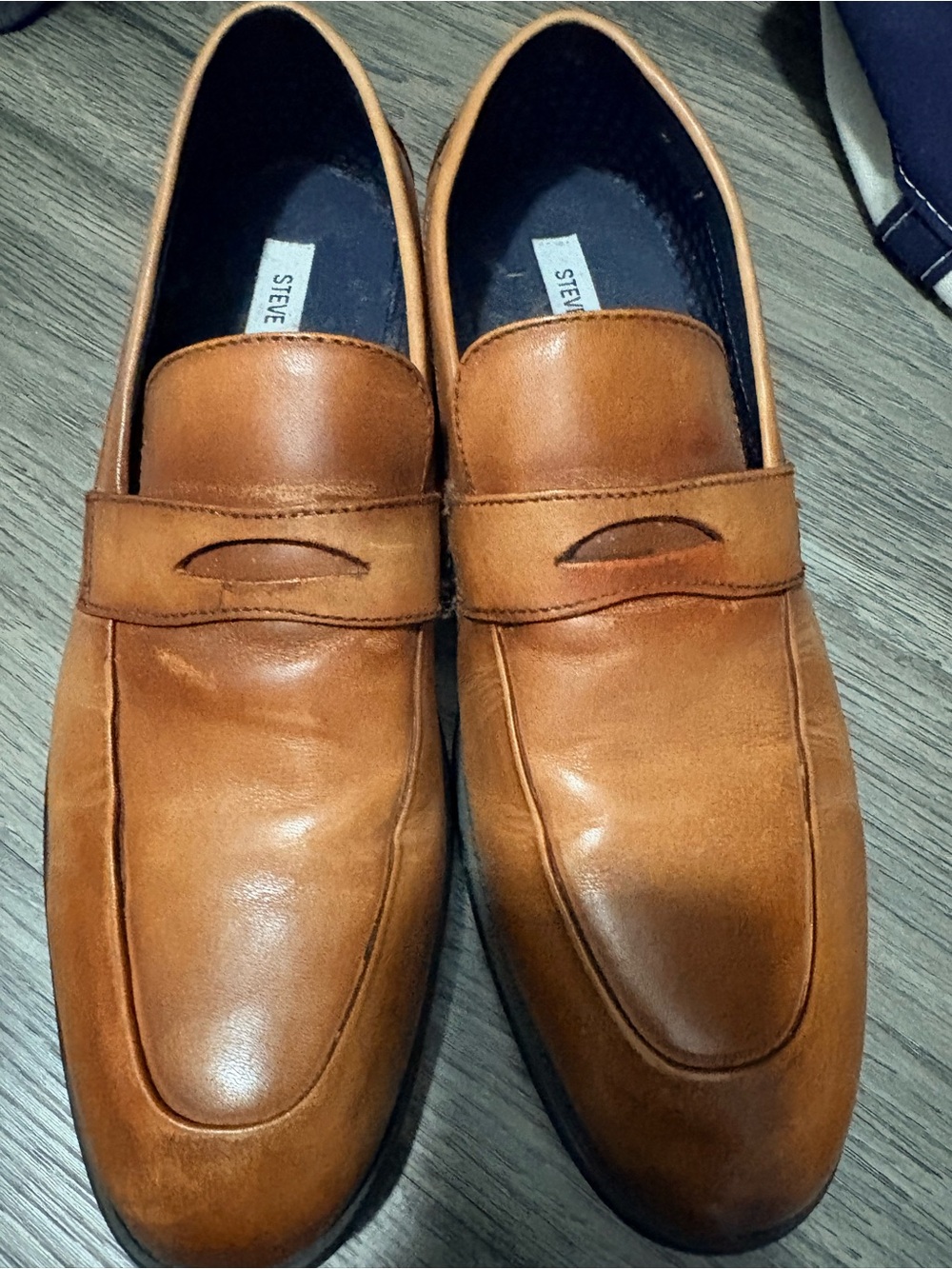 Steve Madden Cognac Leather Penny Loafers for Men